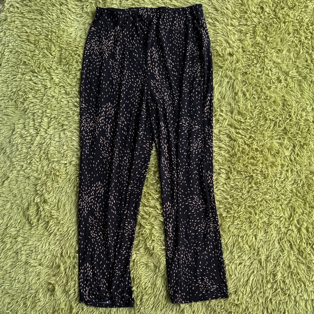 Anne Klein Black and Tan Patterned Straight Leg Pants Women’s Size MP
